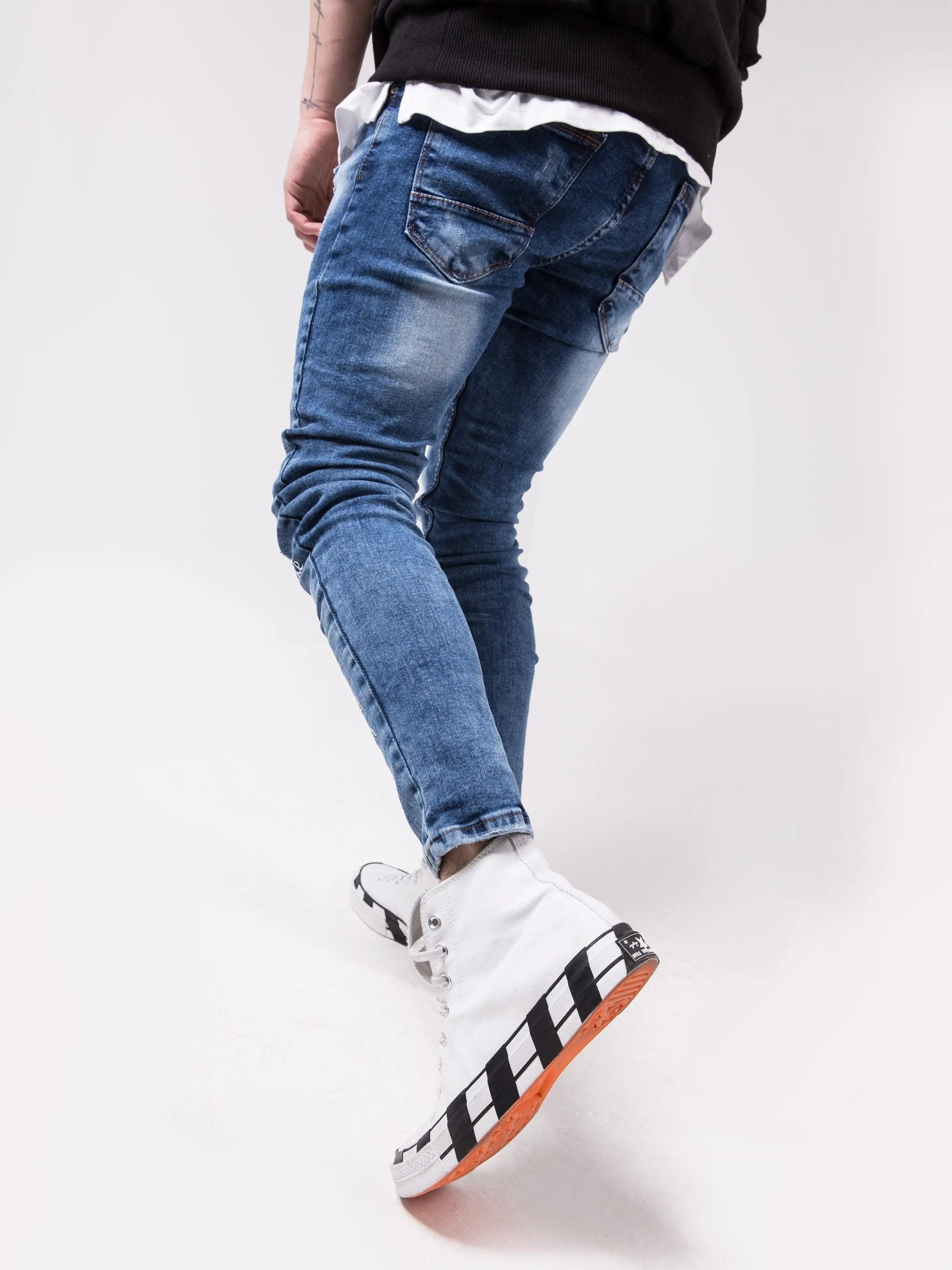 Men's Skinny-fit Ripped Jeans WISE SKULL by SERNES Streetwear