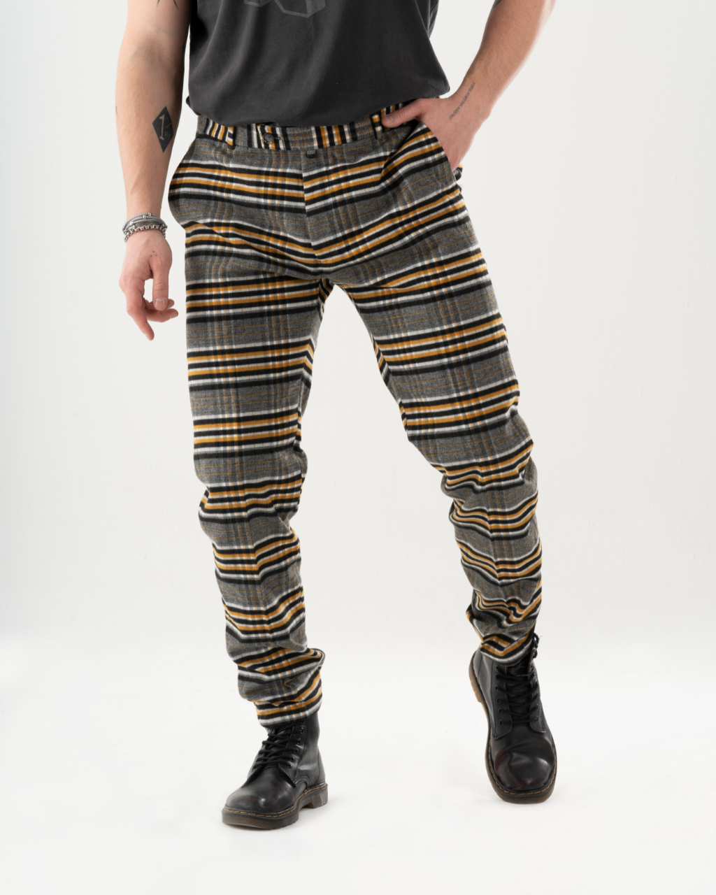 A man wearing GAMOR PANTS.