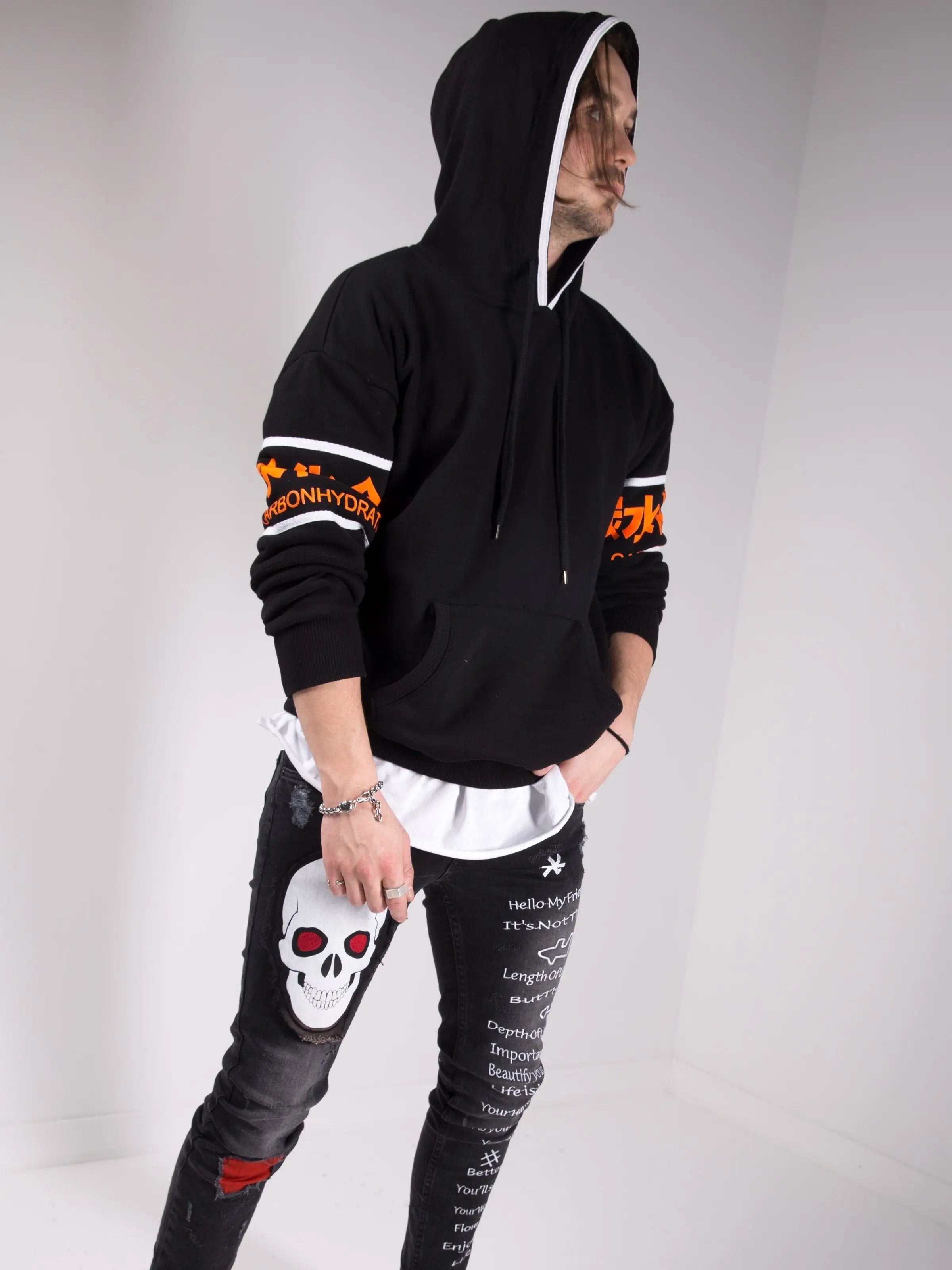 Black Skull Street Style Skinny Jeans for Men by SERNES
