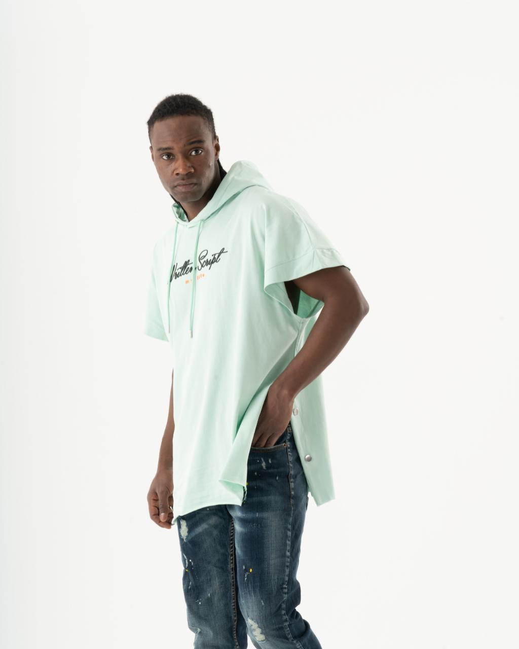 A man wearing an EXPLORER HOODIE for comfort.