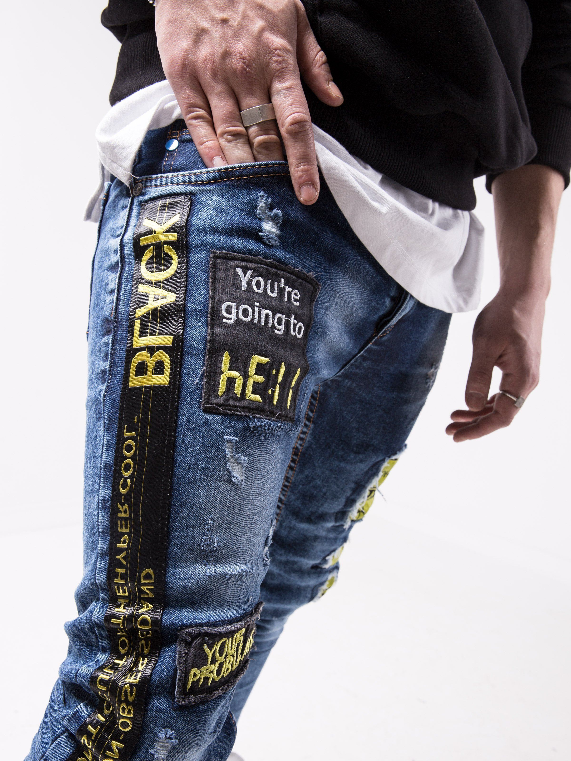 Blue Falcon Skinny-Fit Ripped Jeans by SERNES