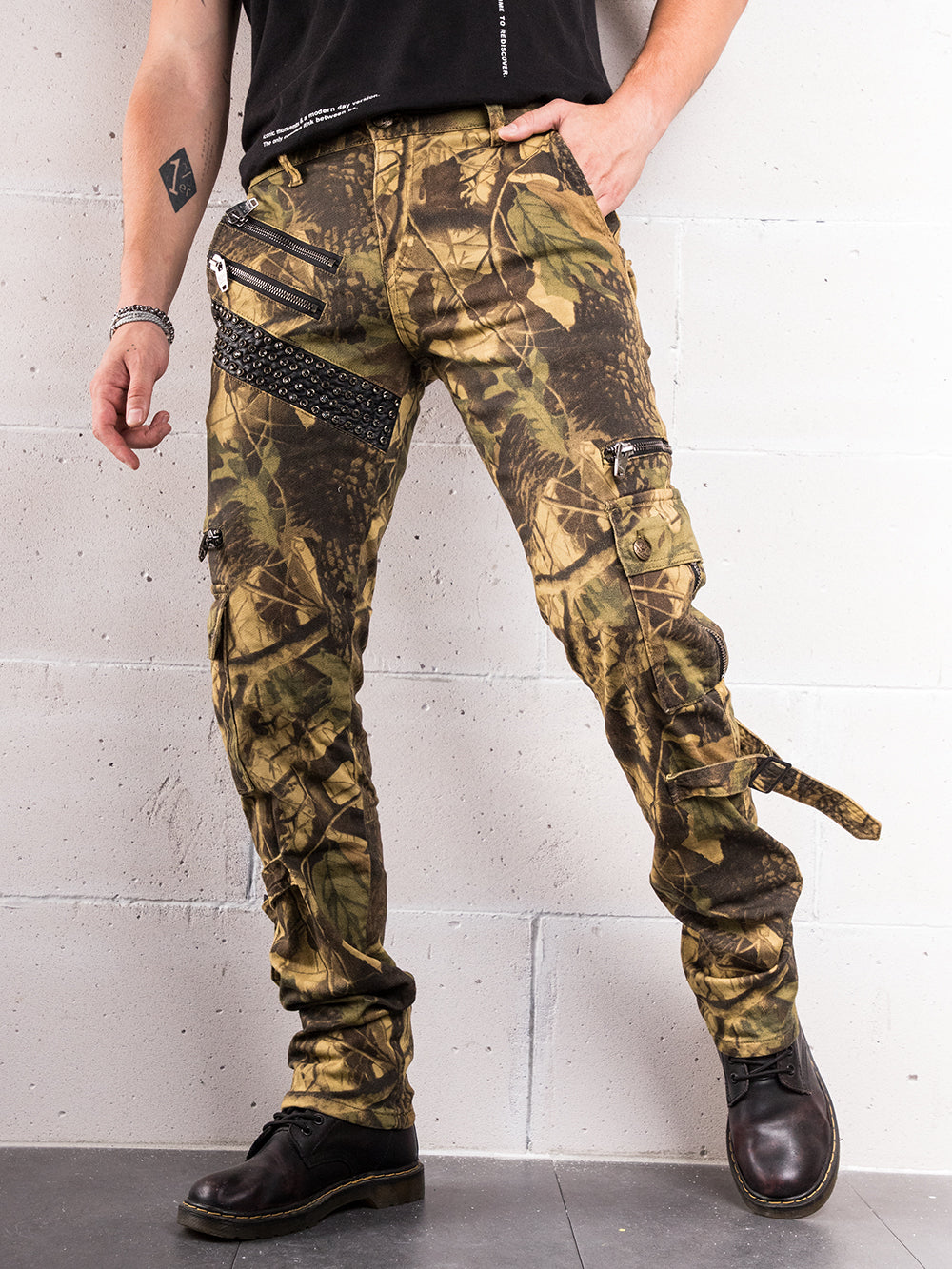 A man wearing AVATAR cargo pants.