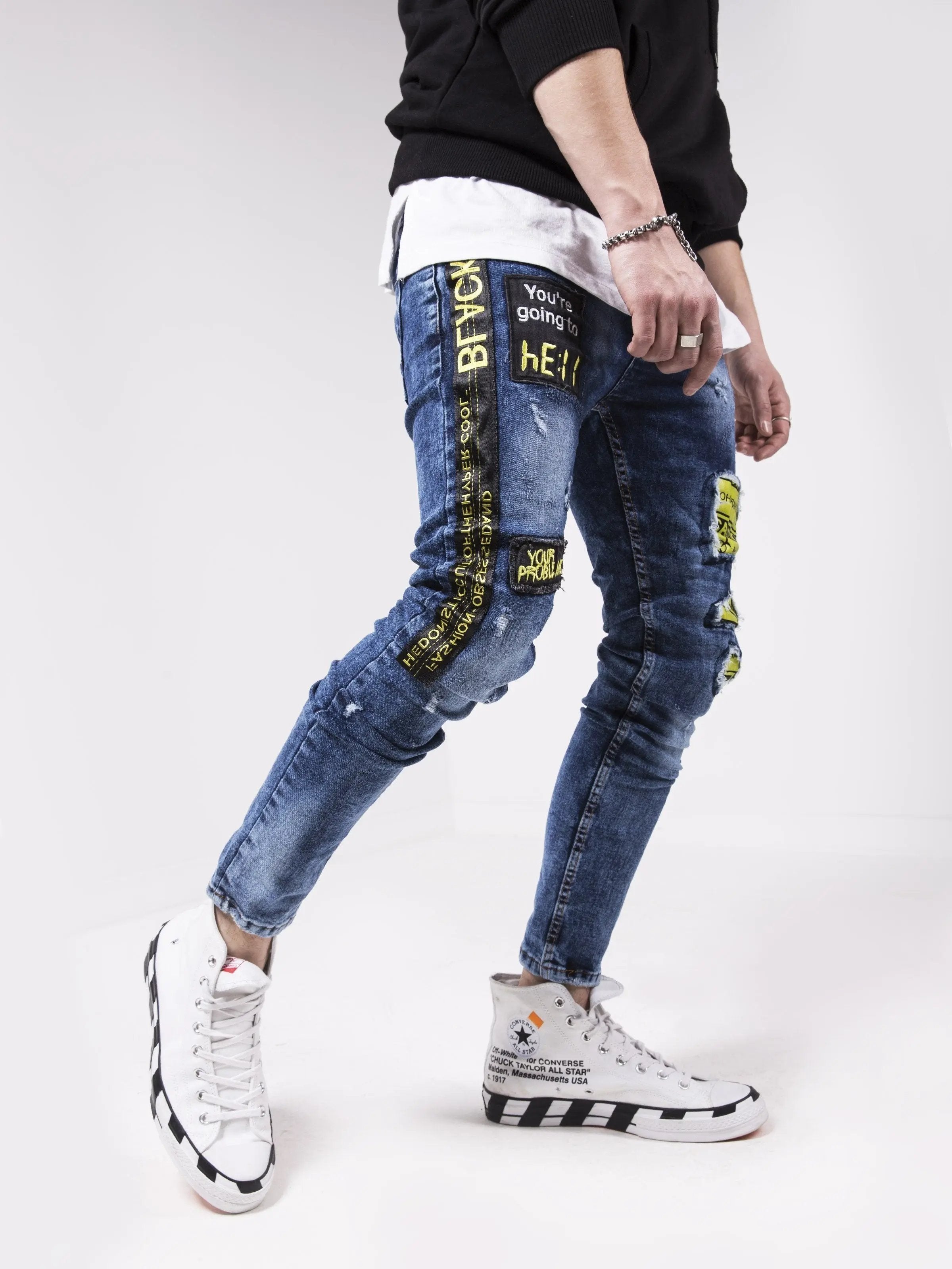 Blue Falcon Skinny-Fit Ripped Jeans by SERNES