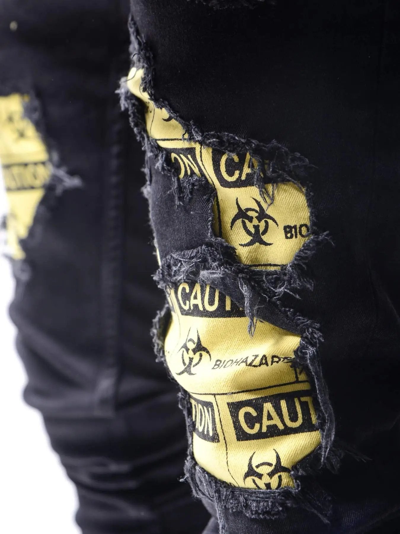 Men's Skinny Jeans in Black with patches and rips - Biohazard X