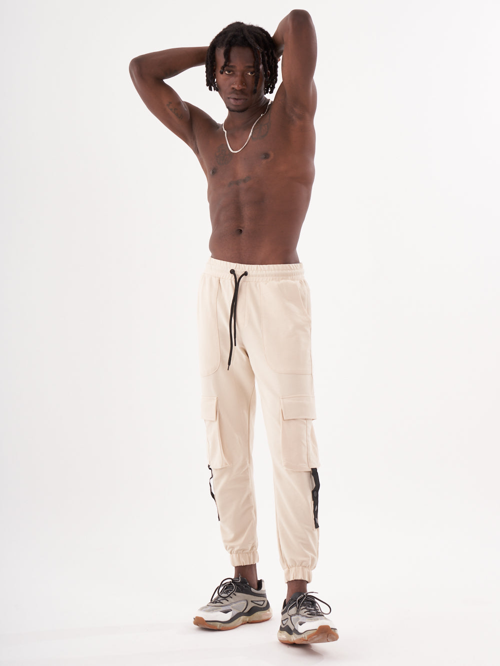 A man wearing a pair of Cascade jogger pants.