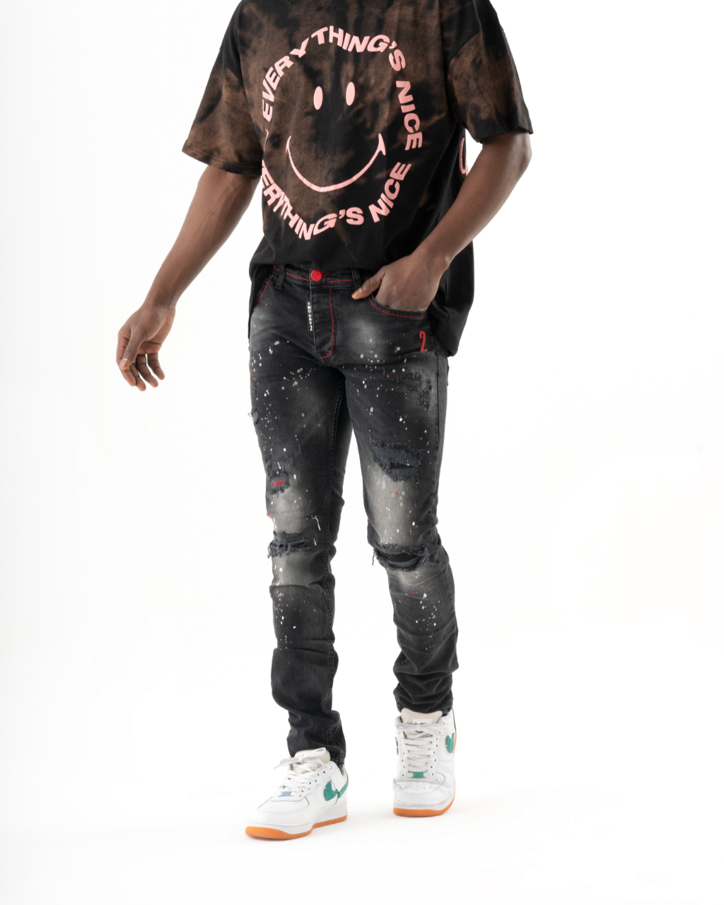 A man wearing HOTSPOT jeans.