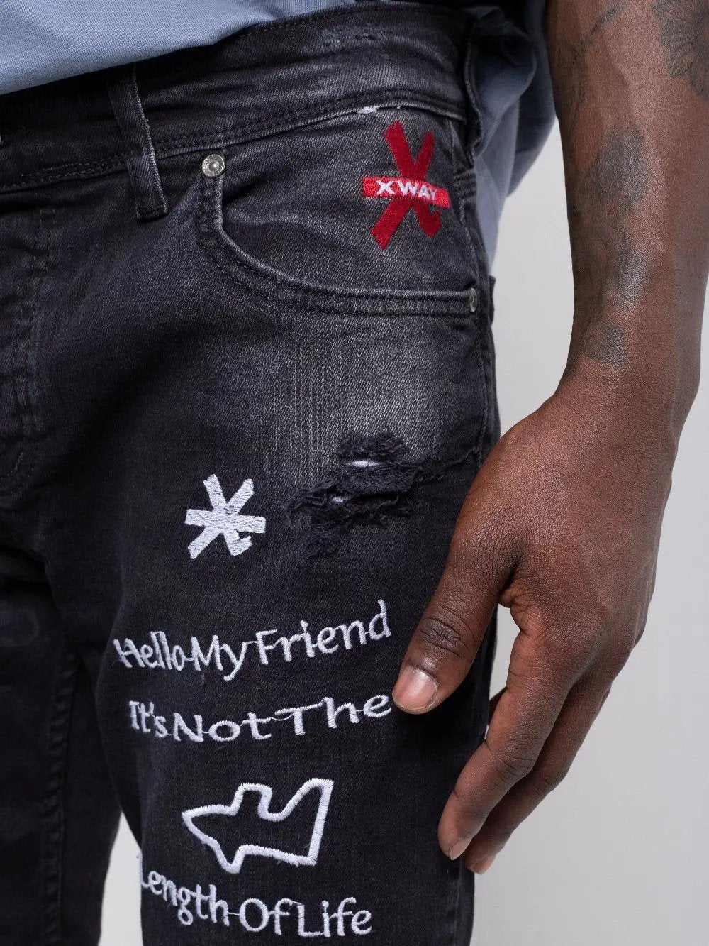 Black Skull Street Style Skinny Jeans for Men by SERNES