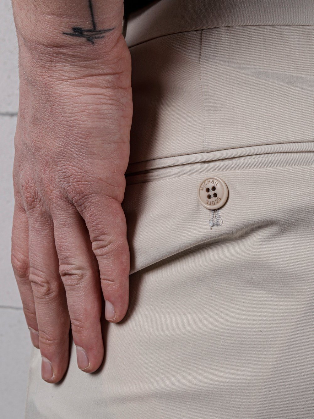 A man wearing a pair of VANILLA DRESS PANTS by SERNES streetwear