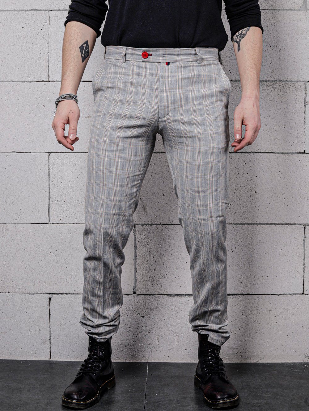 Lower body front shot of a man wearing VANILLA LATTE Striped Pants by SERNES