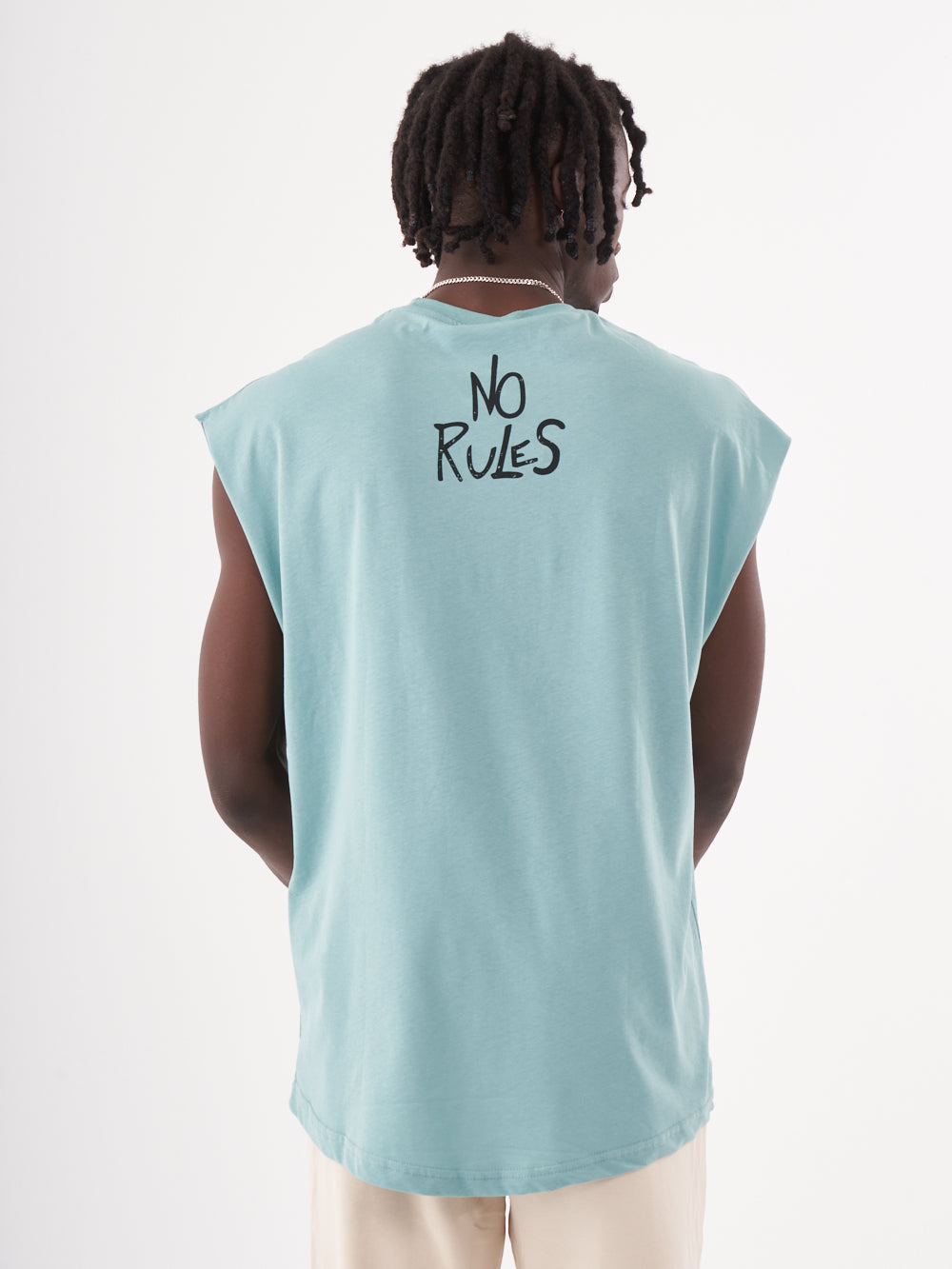 No Rebellion sleeveless tee.