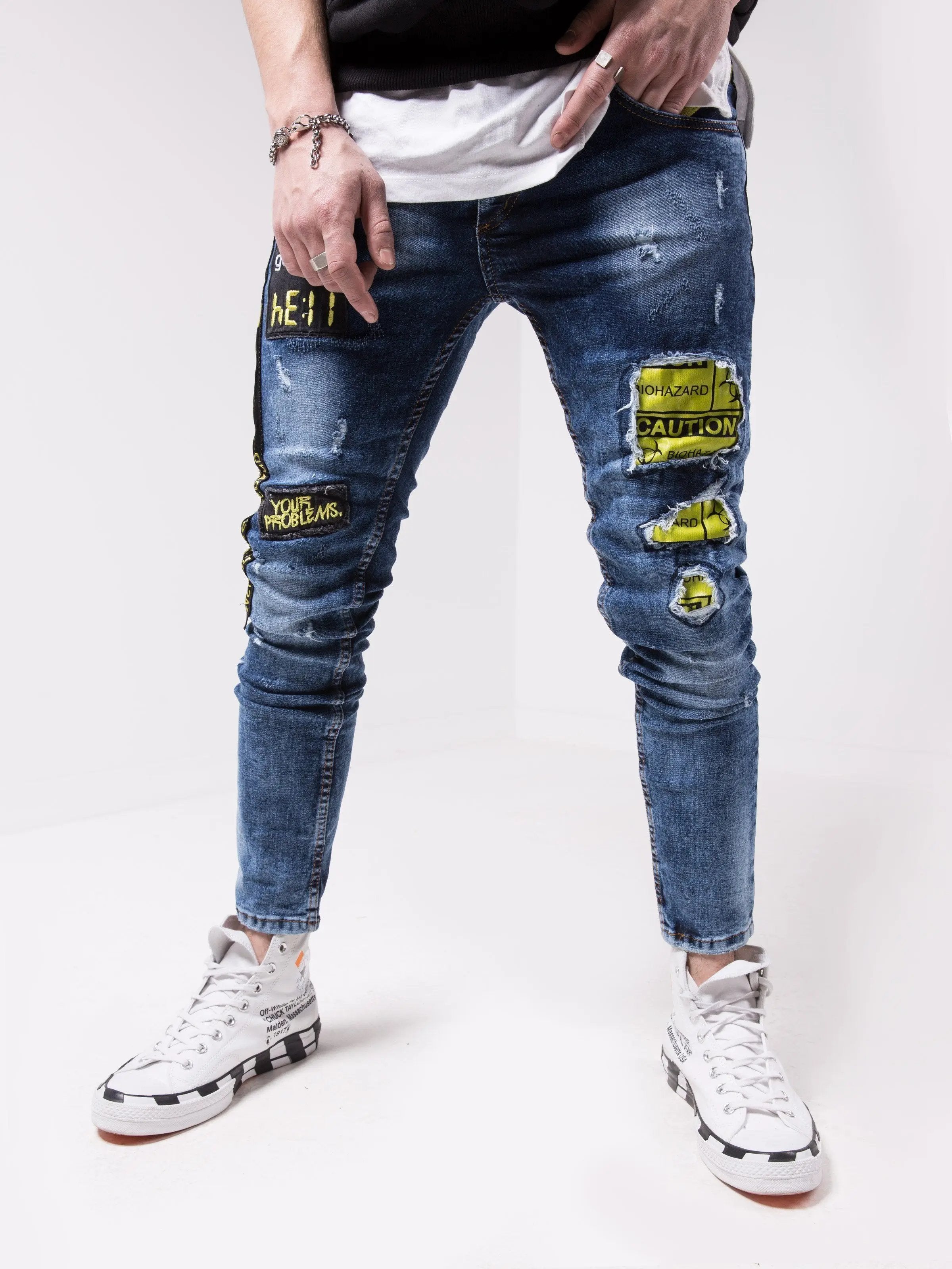 Blue Falcon Skinny-Fit Ripped Jeans by SERNES