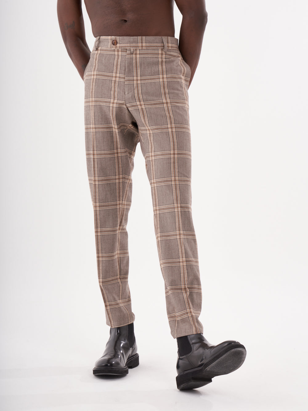 Slim Fit Checkered Pants - Brown | ROOK Pants by SERNES 30 Slim Fit Checkered Pants - Brown | ROOK Pants by SERNES 30