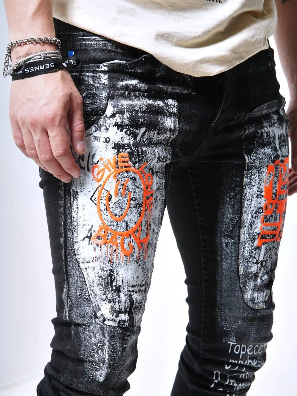 A man wearing a pair of SIXTY SIX jeans.