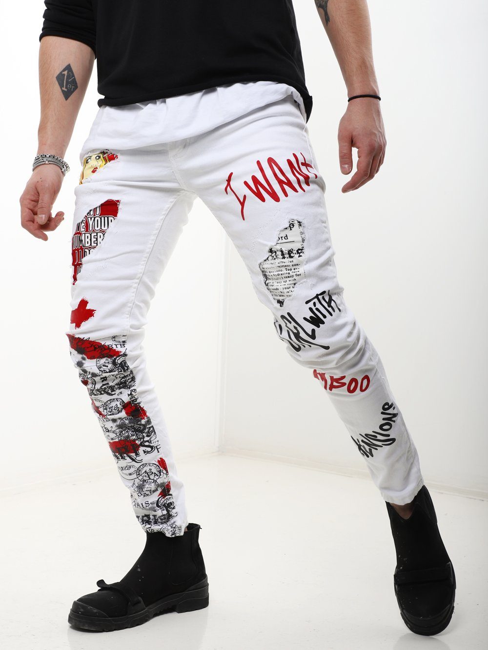 BANKSY WHITE Jeans SERNES-X 