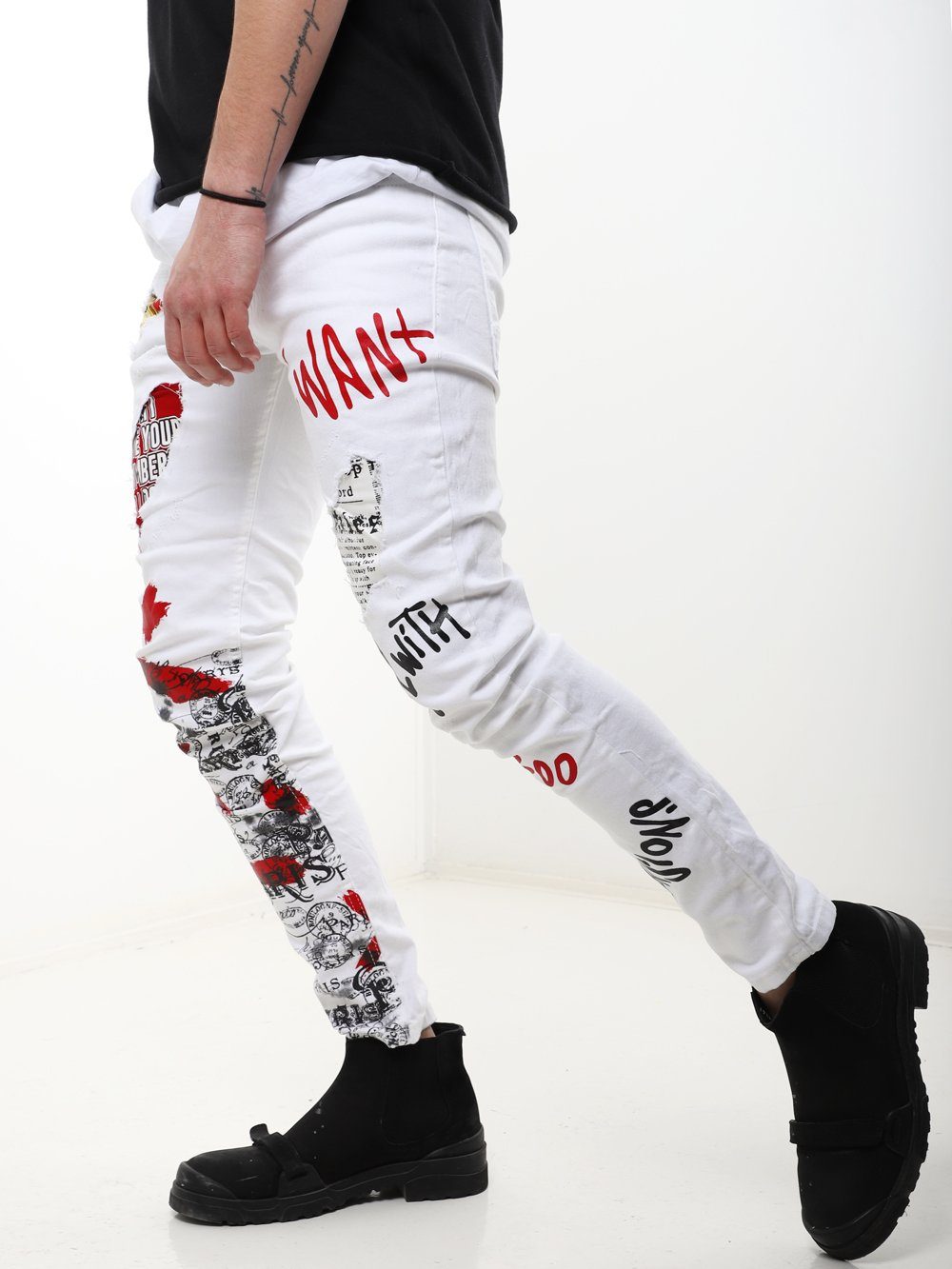 BANKSY WHITE Jeans SERNES-X 
