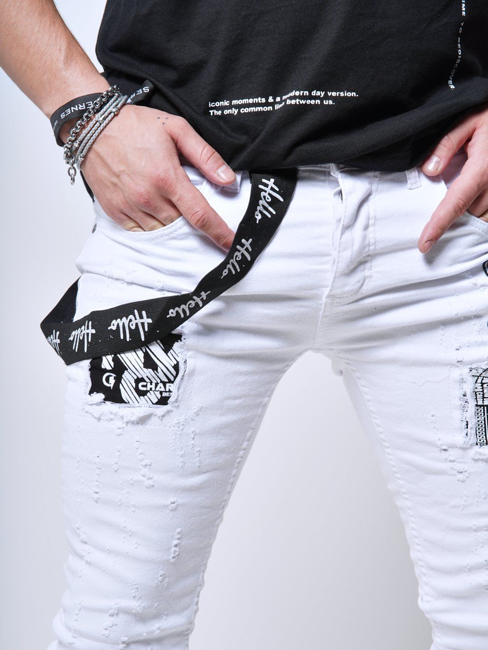 Distressed Jeans White - Massive | Streetwear jeans for men