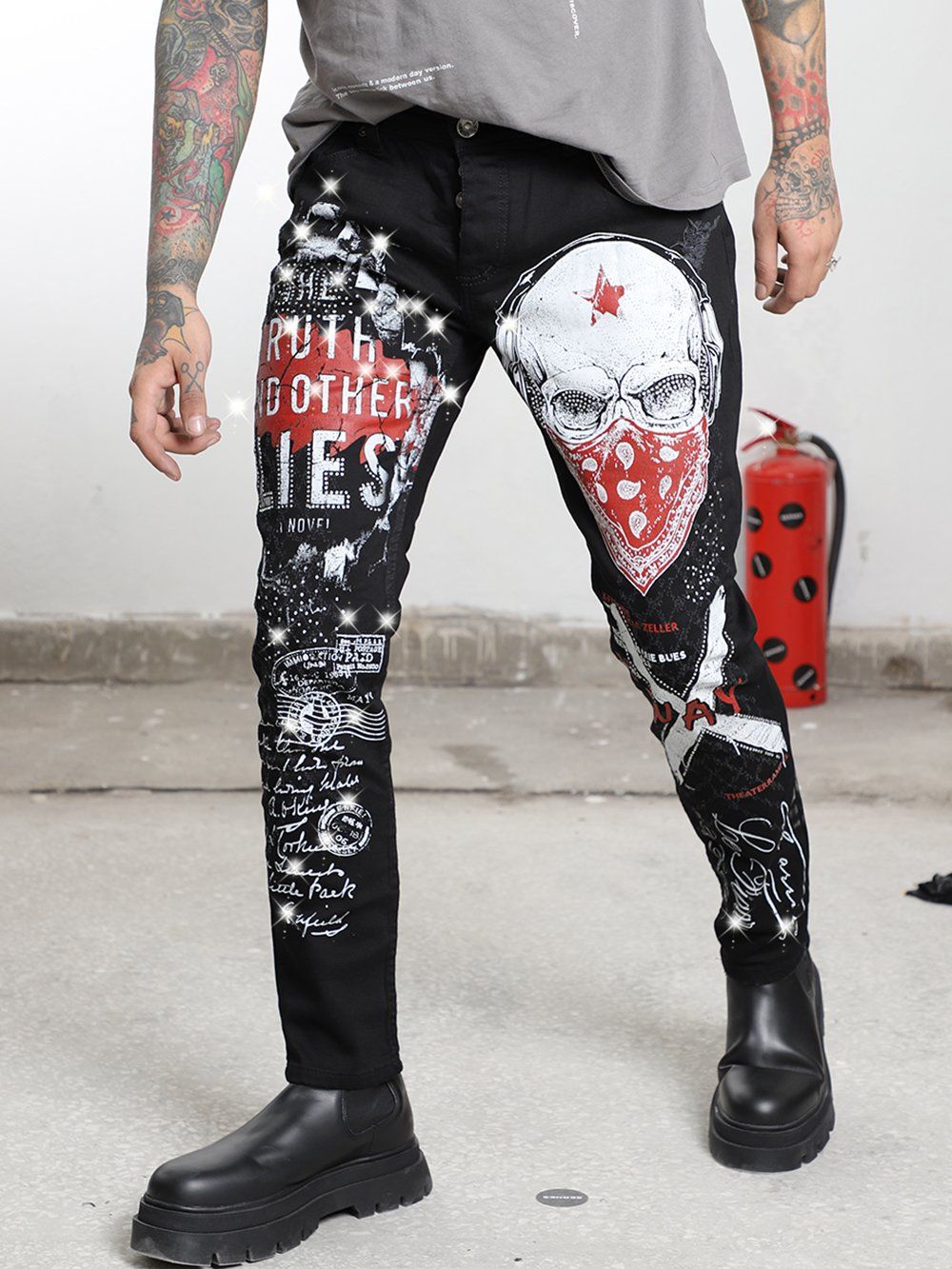 メンズウェア RUSSELUNO SKELETON JERSEY SKINNY PANTS H42dbca401cb64bf5a44e45b72ad3e
